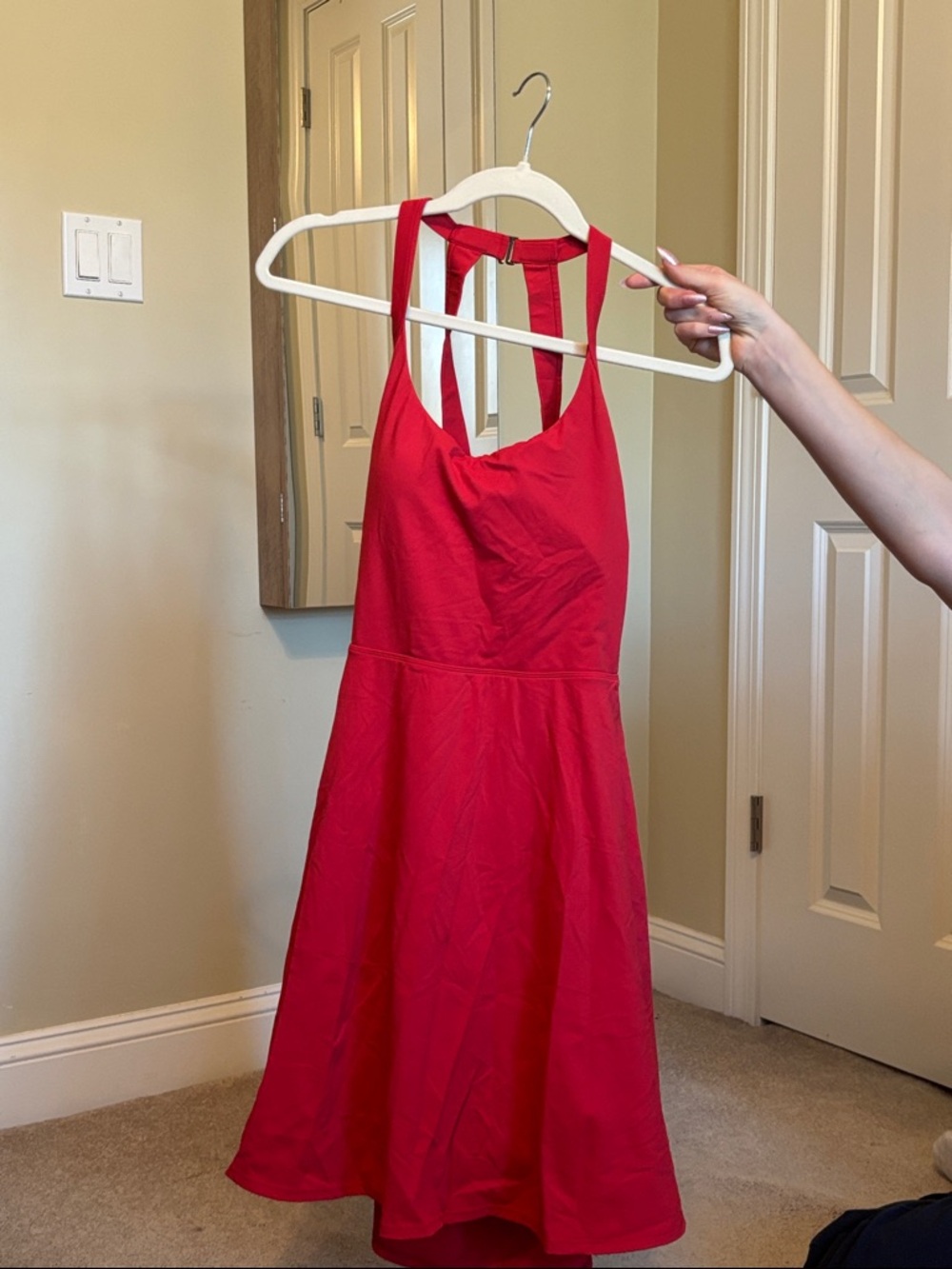 HALARA Red Racerback Fit & Flare Jumpsuit-Inspired Romper